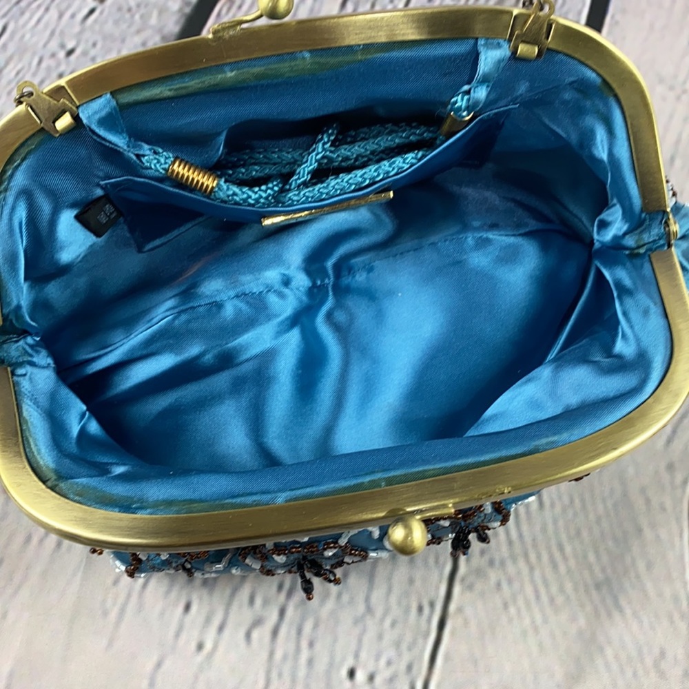 KATE LANDRY Beaded Blue/Brown/White/Gold Shoulder/Crossbody/Clutch Bag - Picture 12 of 17